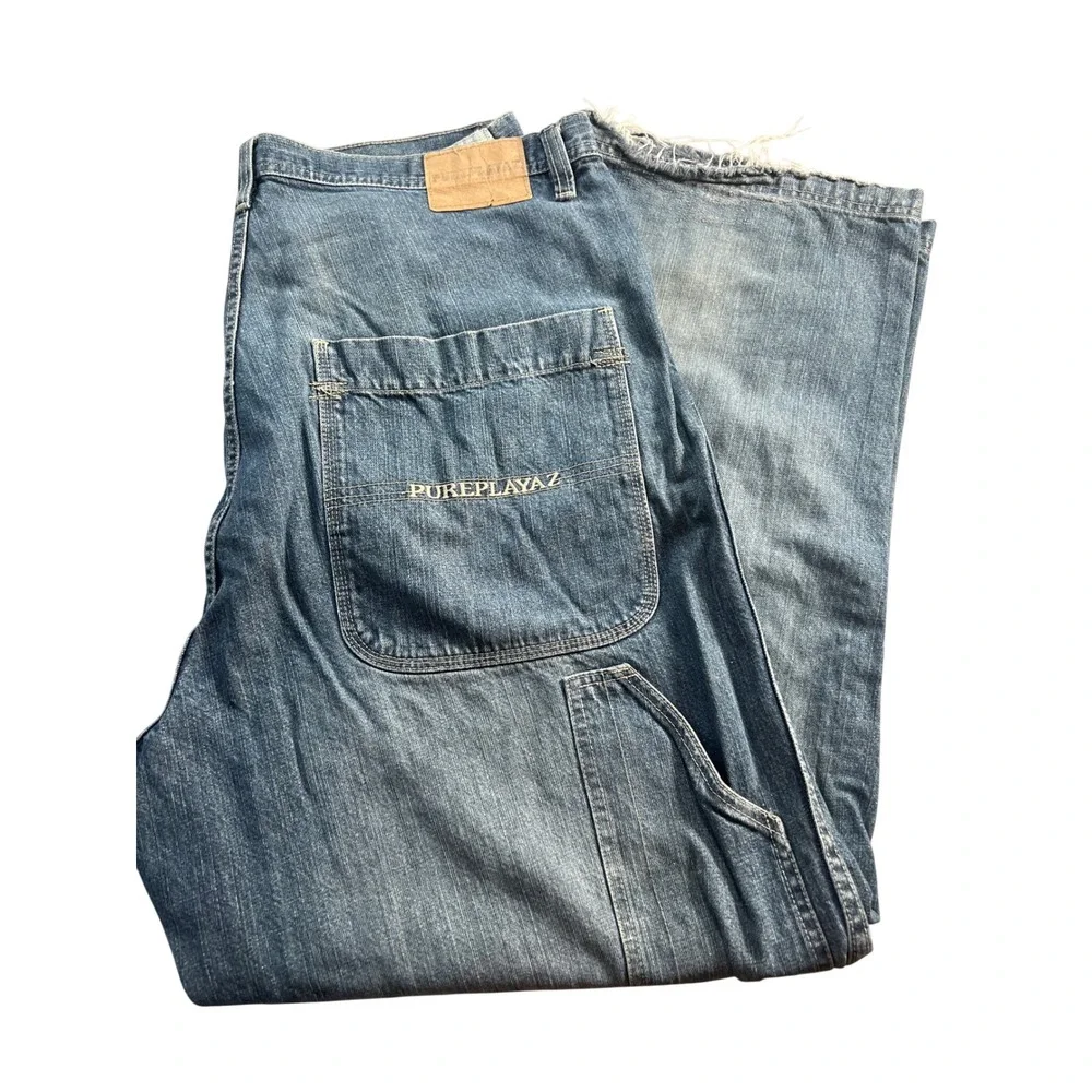 Pure Playaz Carpenter Jeans Mens 38x31 Blue Double‎ Knee Baggy Y2K Streetwear